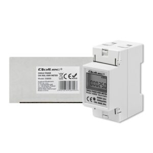 Qoltec 50899 Compteur de consommation d'énergie électronique monophasé | 230V | LCD | 2P | rail DIN