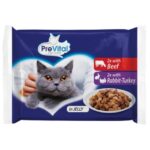 PREVITAL Beef and turkey in gravy - nourriture humide pour chat - 4 x 100g
