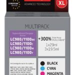 Activejet Encre ABB-1100NX (remplacement Brother LC1100/980 ; Suprême ; 1 x 29 ml, 3 x 19,5 ml ; noir, rouge, bleu, jaune)