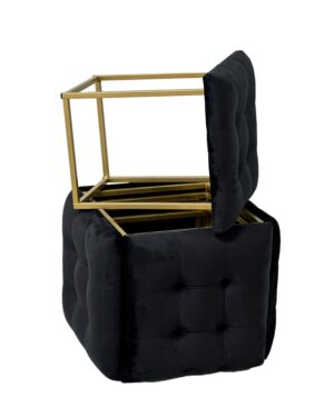 Puff-transformer 5in1 - 5 tabourets en 1 pouf velours noir