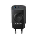 Havit UC132 EU - Chargeur GaN 22 W à double port avec option de charge sans fil, noir