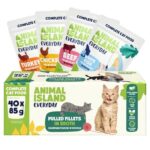 ANIMAL ISLAND Everyday Beef, chicken, turkey and white fish fillets in broth - nourriture humide pour chat - 40 x 85g