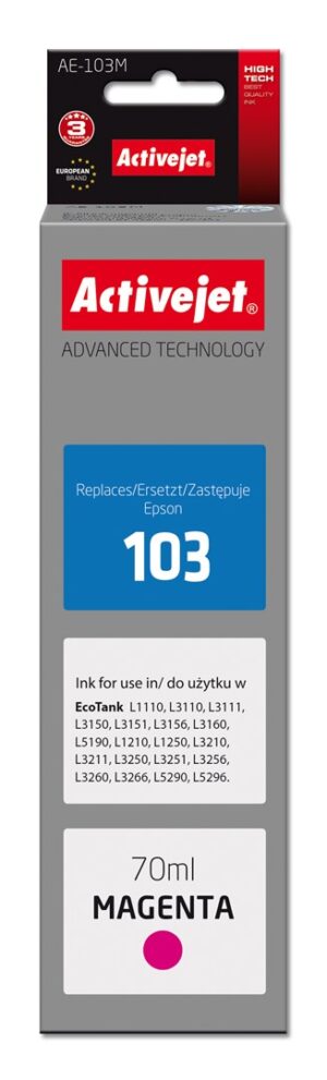 Activejet Encre AE-103M (remplacement Epson 103 C13T00S34A ; Suprême ; 70 ml ; violet)