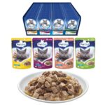 PREVITAL Nourriture pour Chat Mélange 4 Saveurs Poulet, Veau, Saumon, Volaille – nourriture humide pour chat – 96 x 100 g