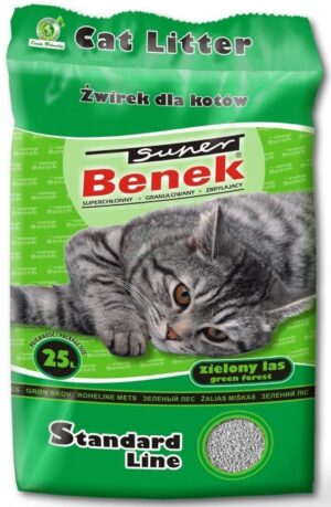 Certech Super Benek Standard Forêt verte - Litière agglomérante pour chats 25 l (20 kg)