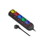 Maclean MCE204M multiprise 1,5 m 5 sortie(s) CA Intérieure Noir, Multicolore