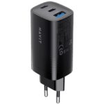 Havit UC20 - Chargeur de voyage à trois ports GaN 65 W, noir