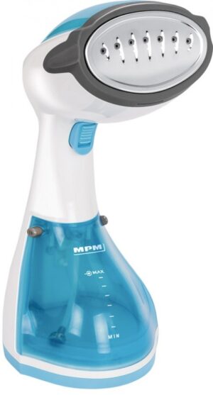 MPM MZP-01 Fer à vapeur Semelle en acier inoxydable 1200 W Bleu, Acier satin, Transparent, Blanc
