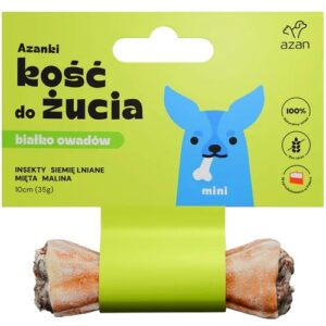 AZANKI Os avec insectes et menthe MINI – Friandise pour chien – 10 cm