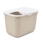 SAVIC HOP Marron Café avec Couvercle Blanc – Bac à Litière pour Chat – 58,5x39x39,5 cm – 1 pce