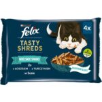 FELIX Tasty Shreds avec du saumon et du thon - 4x 80g