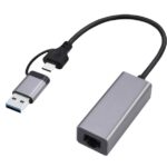 Gembird A-USB3AC-LAN-01 Adaptateur réseau Gigabit USB 3.1 + type-C, gris sidéral