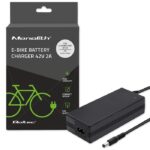 Qoltec 50760 Chargeur pour batteries de vélos électriques 36V | 42V | 2A | 5,5*2,1