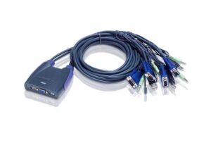 ATEN Commutateur KVM à câble VGA/audio USB 4 ports (0,9m, 1,2m)