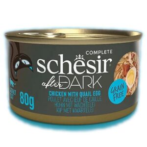 SCHESIR After Dark Filet de poulet avec œuf de caille au bouillon - nourriture humide pour chats - 80g