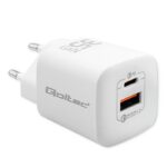 Qoltec 50763 chargeur d'appareils mobiles Ordinateur portable, Consoles portables, Chargeur électrique, Smartphone, Smartwatch, Tablette Blanc Secteur Charge rapide Intérieure