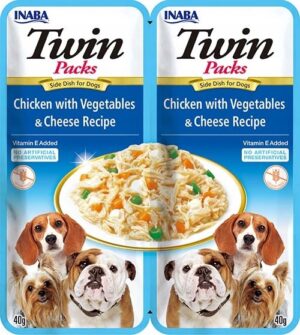 INABA Dog Twin Poulet avec Légumes et Fromage en Bouillon – friandise pour chien – 2x40g