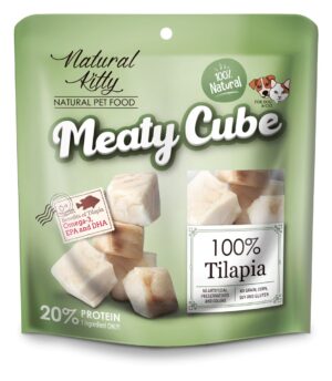 Natural Kitty Meaty Cube 100% Cubes de viande de tilapia - Friandise pour chat 50g