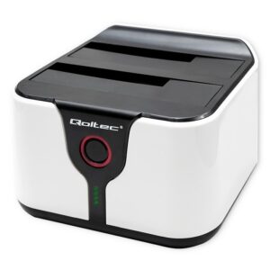 Qoltec 50309 Station d'accueil pour disque dur SSD 2,5" 3,5" | SATA III | USB 3.0 | Super vitesse 5 Gb/s | avec fonction de clonage