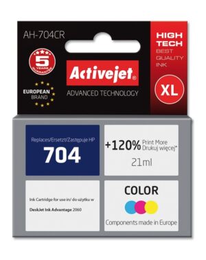 Activejet Encre AH-704BR (remplacement de HP 704 CN692AE ; Premium ; 20 ml ; noir)