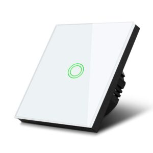 Interrupteur tactile MACLEAN Energy MCE702W simple, en verre, avec bouton rond Blanc