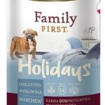 FAMILY FIRST Holidays Junior Venison, beef, and carrots - Aliments humides pour chiens - 400 g