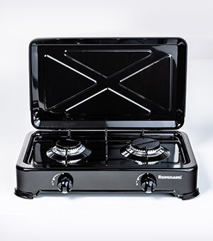 Ravanson K-02TB plaque (Noir) Comptoir Gaz 2 zone(s)
