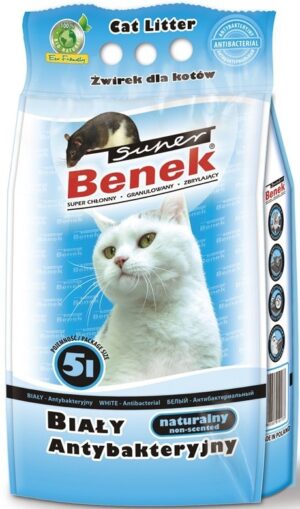 Certech Super Benek Blanc Antibactérien - Litière agglomérante pour chats 5 l