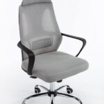 Topeshop FOTEL NIGEL SZARY chaise et fauteuil de bureau Siège rembourré Dossier grillagé