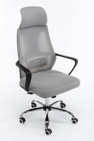Topeshop FOTEL NIGEL SZARY chaise et fauteuil de bureau Siège rembourré Dossier grillagé