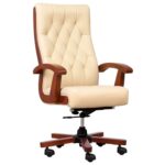 Fauteuil en cuir crème CONSUL