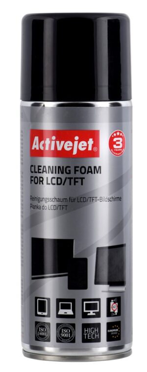 Activejet AOC-105 kit de nettoyage pour ordinateur LCD/LED/Plasma, LCD/TFT/Plasma, Écrans/Plastiques Mousse de nettoyage d'équipement électronique 400 ml