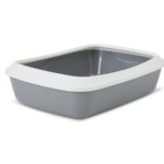 SAVIC IRIZ Bac à litière avec rebord pour chat - 42 cm - gris