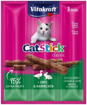 VITAKRAFT CatStick Classic Duck and rabbit - Friandise pour chat - 18g