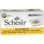 SCHESIR Chicken with ham in jelly - nourriture humide pour chien - 4 x 85g