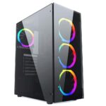 Gembird CCC-FC-1500RGB unité centrale Midi Tower Noir, Transparent