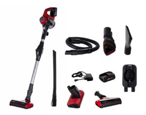 Bosch BBS711ANM aspirateur balai et balai électrique Sans sac 0,3 L Noir, Rouge, Acier inoxydable