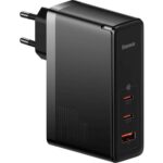 Baseus GaN5 Pro Chargeur 2xUSB-C, USB-A 140W + câble USB-C, noir