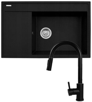Set - Sink PYRAMIS CAMEA (79x50) 1B 1D R + Robinet IDEA Black Edition - 070168502BE - Volcano