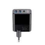 Havit UCLE001 EU - Chargeur GaN à trois ports 30 W, noir