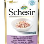 SCHESIR in jelly Tuna and chicken with ham - nourriture humide pour chat - 50 g