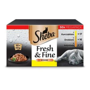 SHEBA sachets en sauce saveur volaille - nourriture humide pour chats - 50x50 g