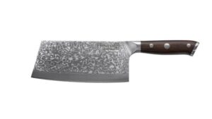 Cleaver Kohersen Elegance Ebony Wood Couteau en acier damassé 16,5 cm