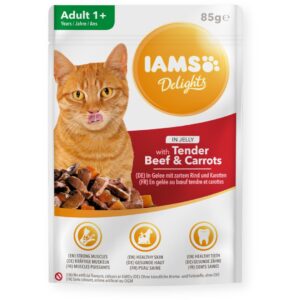 IAMS Delights Adult Beef with carrot in jelly - nourriture humide pour chat - 85g