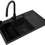 Ensemble - PYRAMIS CAMEA (79X50) 1B 1D L évier + IDEA BLACK EDITION mitigeur - 070168402BE - Volcano