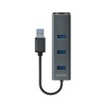 Savio AK-57 USB-A - 3 x USB-A HUB with RJ-45 Gigabit Ethernet adapter 5000 Mbit/s grey USB 3.2 Gen 1 (3.1 Gen 1) Micro-B 5000 Mbit/s Noir