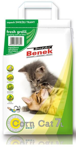 Certech Super Benek Corn Cat Fresh Grass - Litière de maïs agglomérée 7 l
