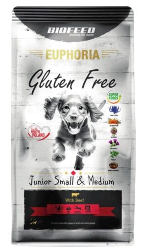 BIOFEED Euphoria Gluten Free Junior small & medium Beef - aliments secs pour chiens - 12kg