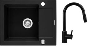 Set - Sink PYRAMIS MIDO (62x50) 1B 1D + Robinet IDEA Black Edition - 070167602BE - Volcano