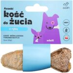 AZANKI Os avec saumon dans la peau de saumon avec du thym et du basilic en forme de poisson - friandise pour chien - 12 cm